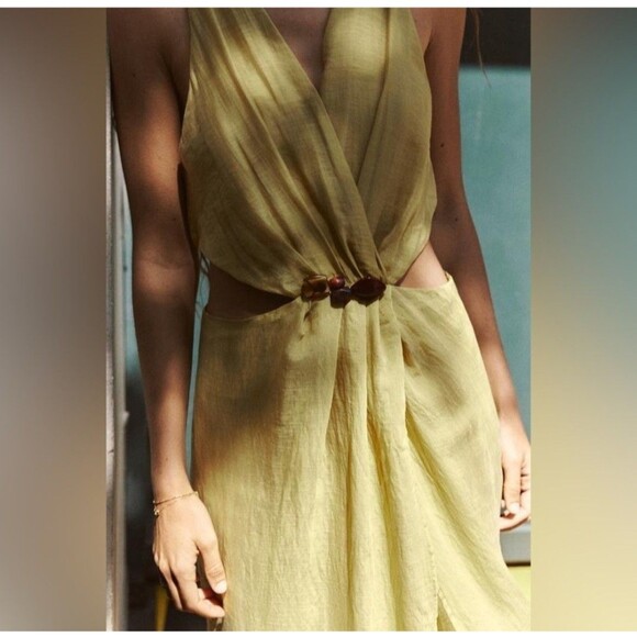 ZARA WOMAN SS24 TIE DYE CUT Out Tie Dye MIDI DRESS MULTICOLORED | XS - Picture 3 of 13